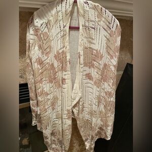 Knox Rose Womens Rose Pink Cream Open Cardigan 💯 % cotton cottagecore XS